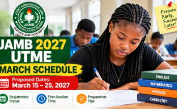JAMB 2027 UTME March schedule